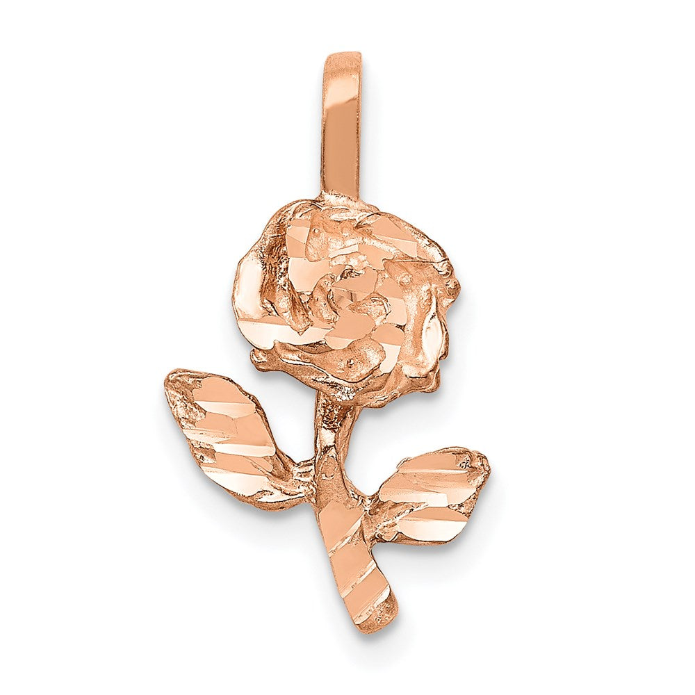 14k Rose-Gold Rose Charm, 21.5 x 11.5 mm