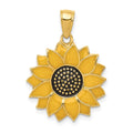 14k Enameled Yellow Sunflower Pendant, 24 x 17.5 mm