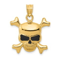 14k Enameled Skull Pendant, 26 x 21 mm