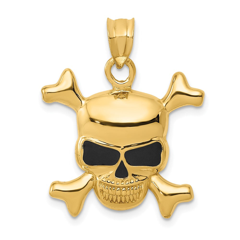 14k Enameled Skull Pendant, 26 x 21 mm