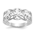 14k White Gold Diamond-cut Wave Ring, Size 6
