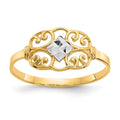 14K and White Rhodium Filigree Ring, Size 7