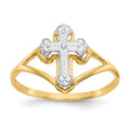 14k and White Rhodium Cross Ring, Size 7