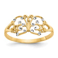 14k and White Rhodium Diamond-cut Butterfly Ring, Size 6