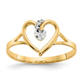 14K and White Rhodium Polished Heart Ring, Size 7
