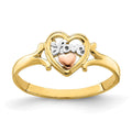 14k Yellow and Rose Gold with White Rhodium LOVE Heart Ring, Size 6, 1.38 g