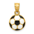 14k Black and White Enameled Domed Soccer Ball Pendant, 19 x 11 mm