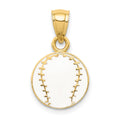14k White Enameled Baseball Pendant, 20 x 11 mm