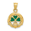 14k Enameled Claddagh Charm, 25 x 15.5 mm