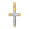 14k and White Rhodium Cross Pendant, 27 x 12 mm