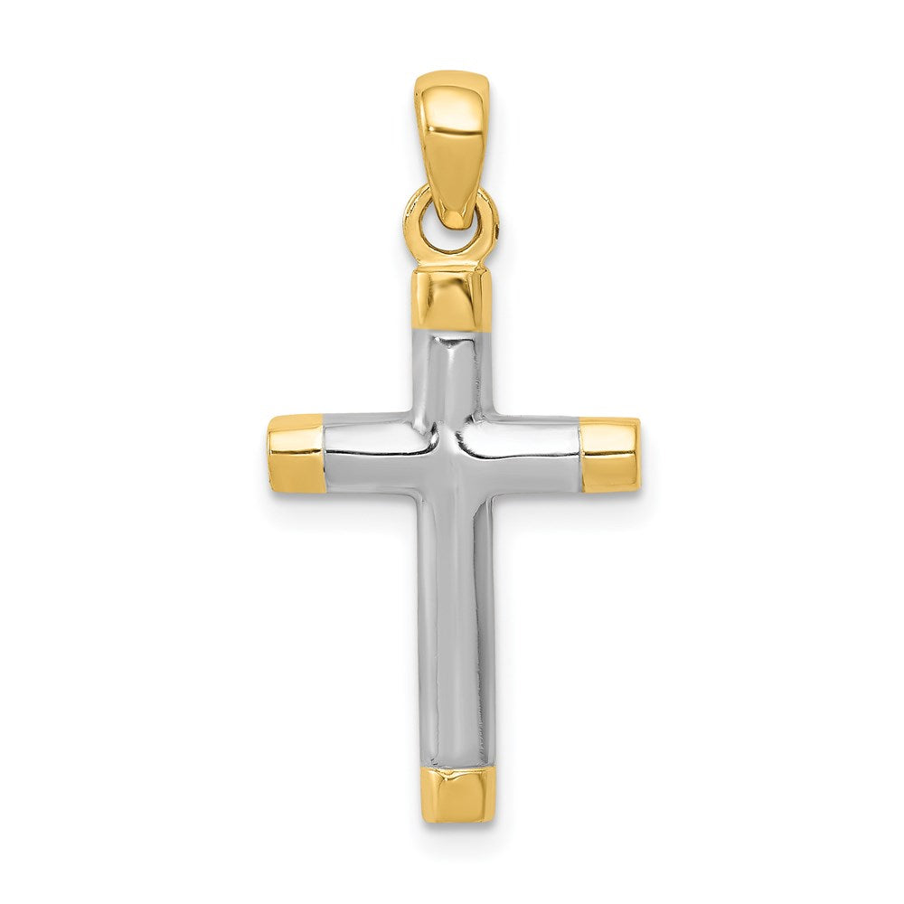 14k and White Rhodium Cross Pendant, 27 x 12 mm