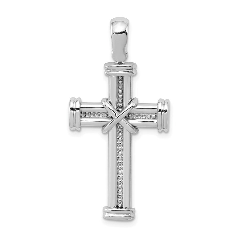 14k White Gold Center -X- Latin Cross Pendant, 39 x 19.5 mm