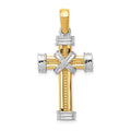 14k Two-tone Center -X- Latin Cross Pendant, 39 x 19 mm