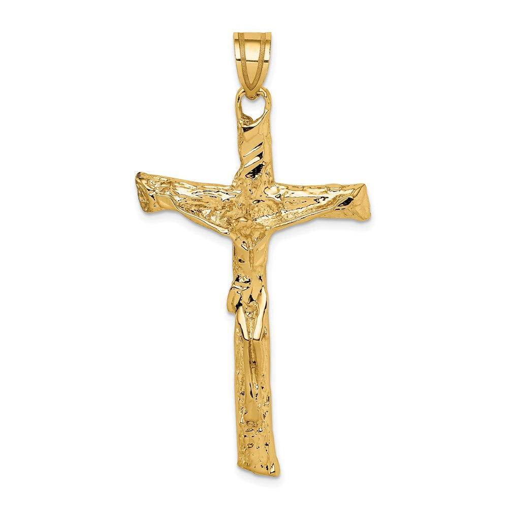 14k Rugged Tree Crucifix Pendant, 60 x 30 mm