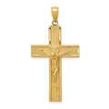 14k Satin Finish Crucifix Pendant, 44 x 22 mm