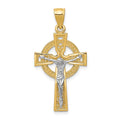 14k Two-tone Iona Crucifix Pendant, 37 x 17 mm