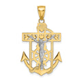 14k Two-tone Mariners Crucifix Pendant, 39 x 22 mm
