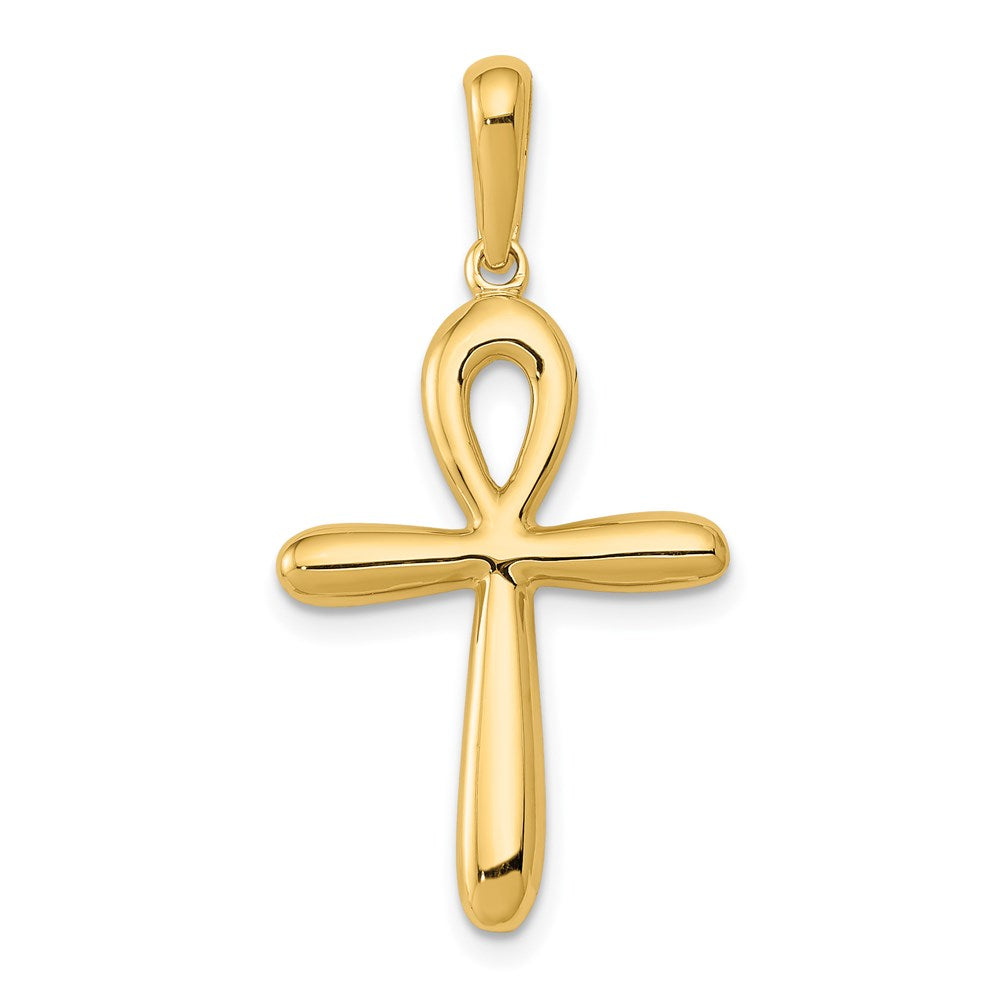 14k Ankh Cross Pendant, 32 x 17 mm
