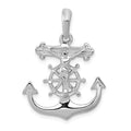 14k White Gold Mariners Crucifix Pendant, 30 x 30 mm