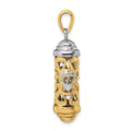 14K Two-Tone 3-D Mezuzah Pendant, 34 x 9 mm