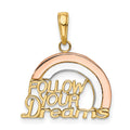 14k Two-tone with White Rhodium FOLLOW YOUR DREAMS Rainbow Charm, 22 x 18 mm