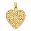 14K Polished 3-D Filigree Puffed Heart Pendant, 23 x 16 mm