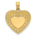14K Polished Swirled Border Engravable Heart Pendant, 21 x 16 mm