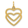 14K Polished Double Heart Pendant, 22 x 15 mm