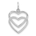 14k White Gold Double Heart Charm, 22 x 15 mm
