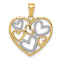 14K and White Rhodium Polished Hearts inside Heart Pendant, 24 x 20 mm