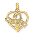 14k #1 WIFE Heart Charm, 19 x 16.4 mm