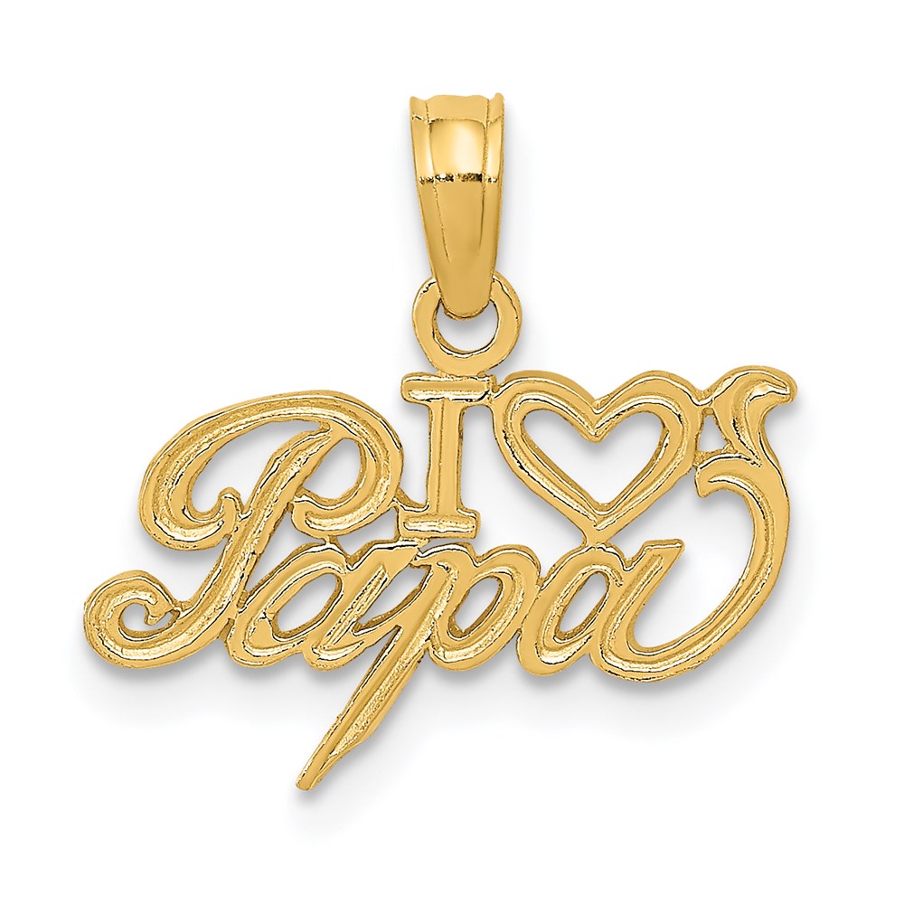 14k I Heart PAPA Charm, 33.25 x 15.3 mm