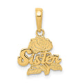 14k SISTER with Rose Pendant, 18 x 13 mm