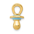 14k Blue Enameled 3-D Pacifier Pendant, 17.7 x 9 mm
