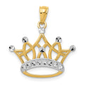 14k and White Rhodium Crown Pendant, 20 x 20 mm