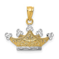 14k and White Rhodium Crown Pendant, 18 x 20 mm