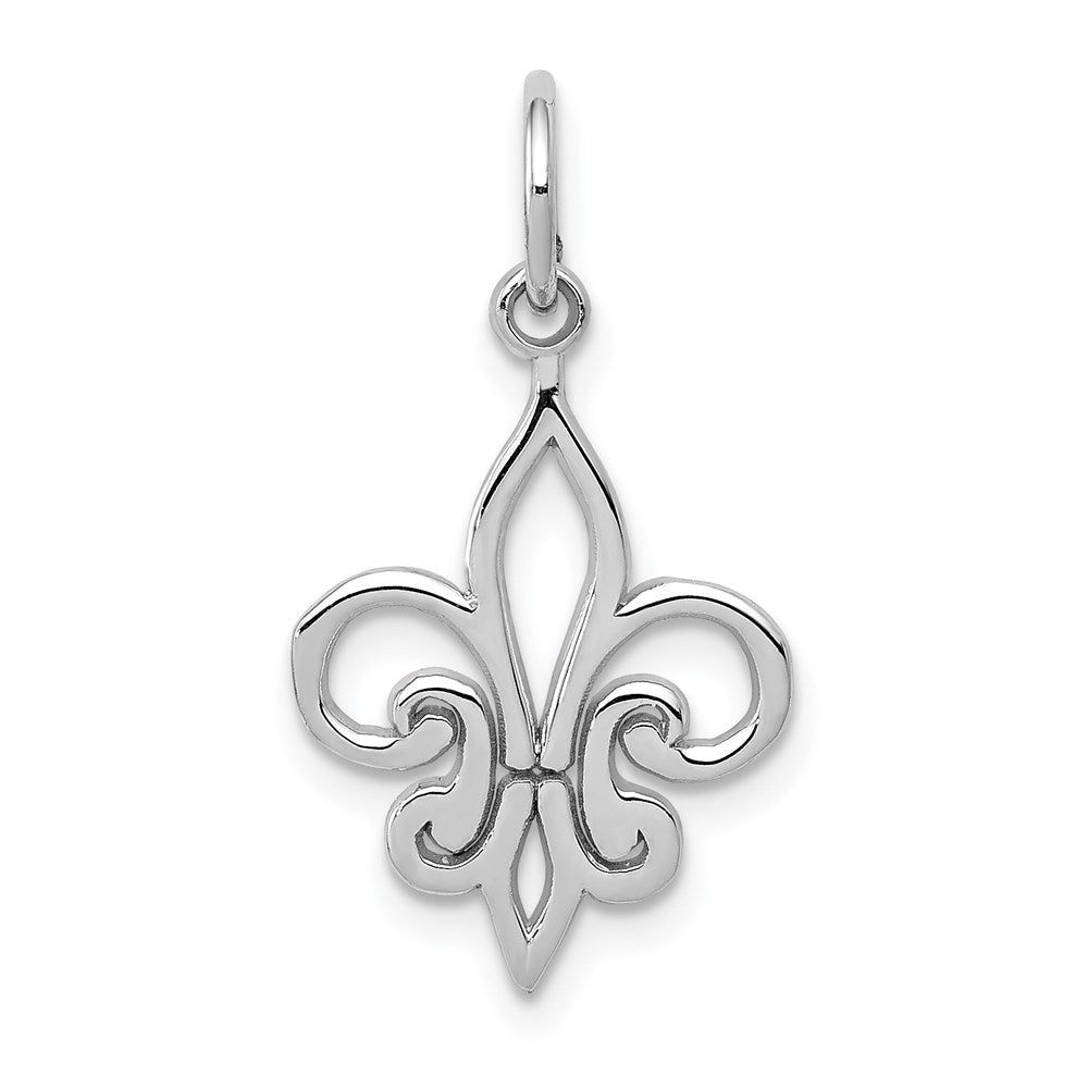 14k White Gold Fleur De Lis Charm, 22 x 12 mm