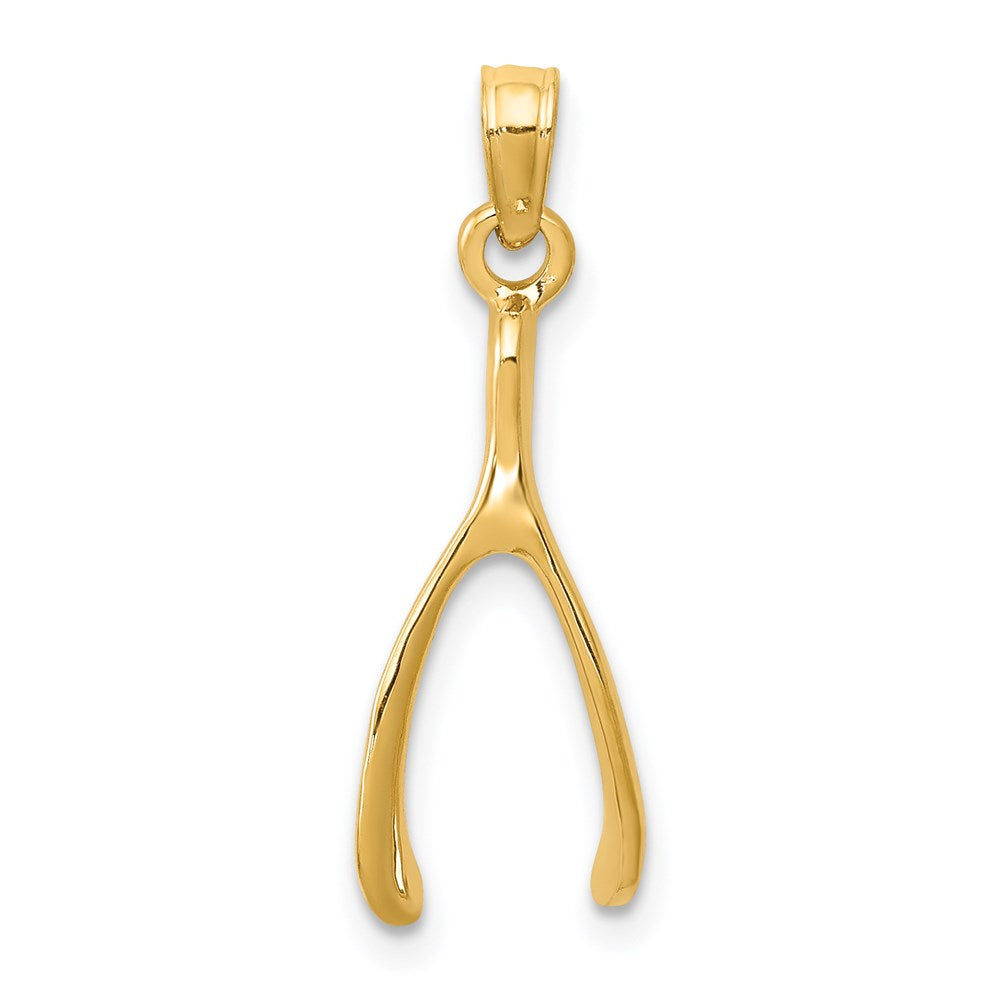 14k Wishbone Pendant, 20.9 x 7.7 mm