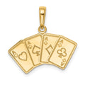14k Aces Playing Cards Pendant, 18.5 x 21.5 mm