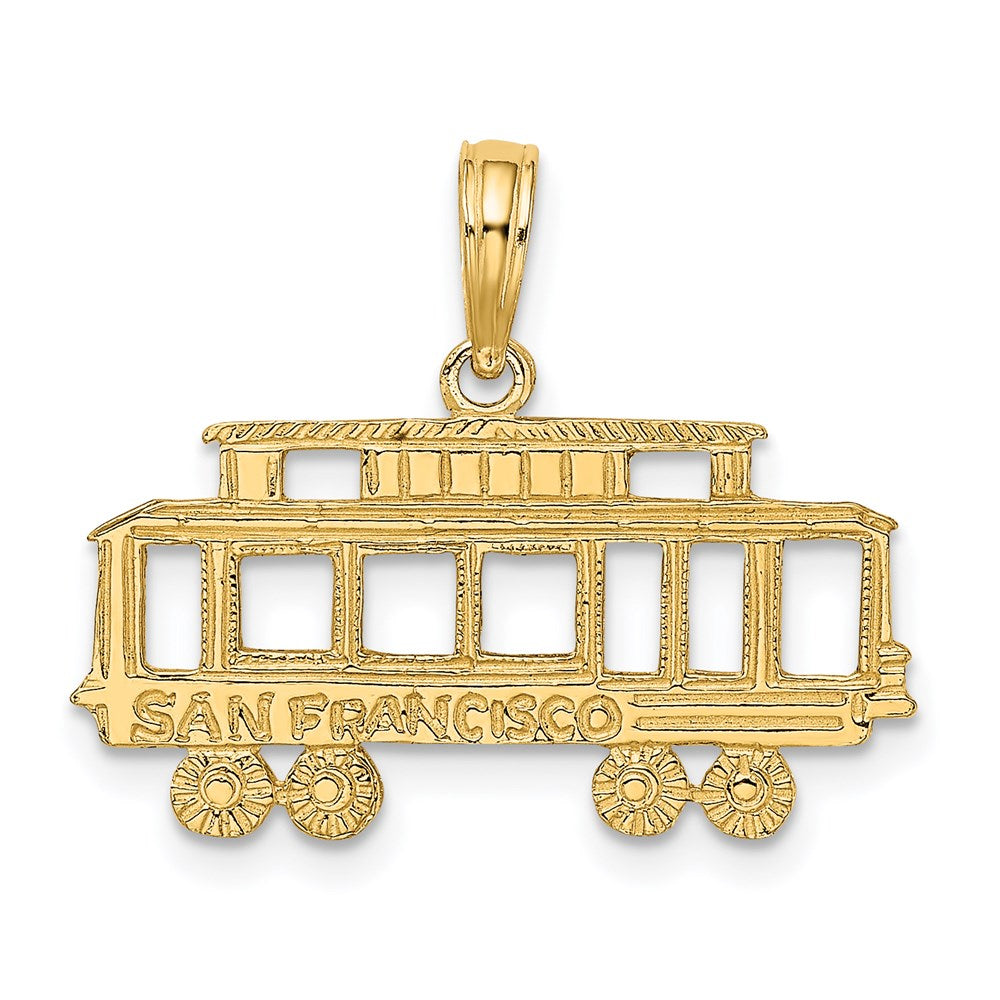 14k SAN FRANCISCO Cable Car Charm, 18.6 x 23.54 mm