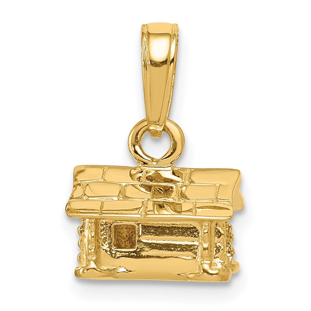 14k 3-D Log Cabin Pendant, 15 x 10 mm