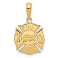 14k FIRE DEPT Shield Pendant, 19.5 x 13 mm