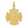 14k Fire Department FD St. Florian Badge Pendant, 26 x 19.8 mm
