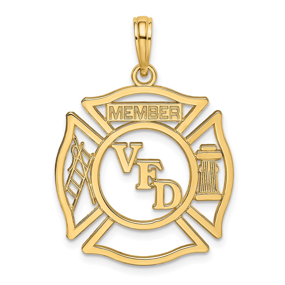 14k VFD Member Shield Charm, 20.8 x 20.8 mm