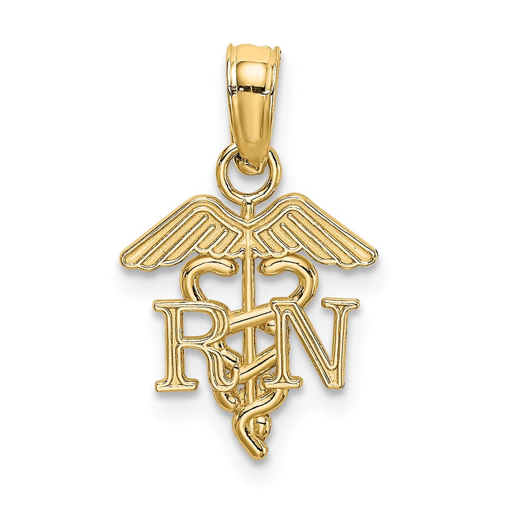 14K RN Registered Nurse Caduceus Charm, 11.15 x 10.57 mm