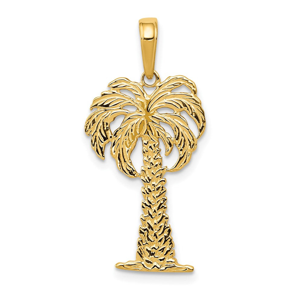 14k Palm Tree Pendant, 27 x 13.5 mm