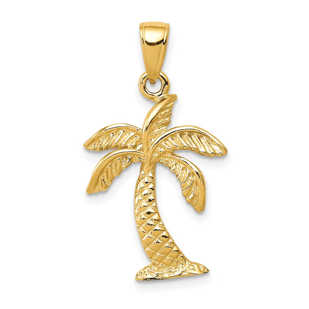 14k Palm Tree Pendant, 28 x 16 mm