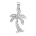14K White Gold Palm Tree Pendant, 28 mm