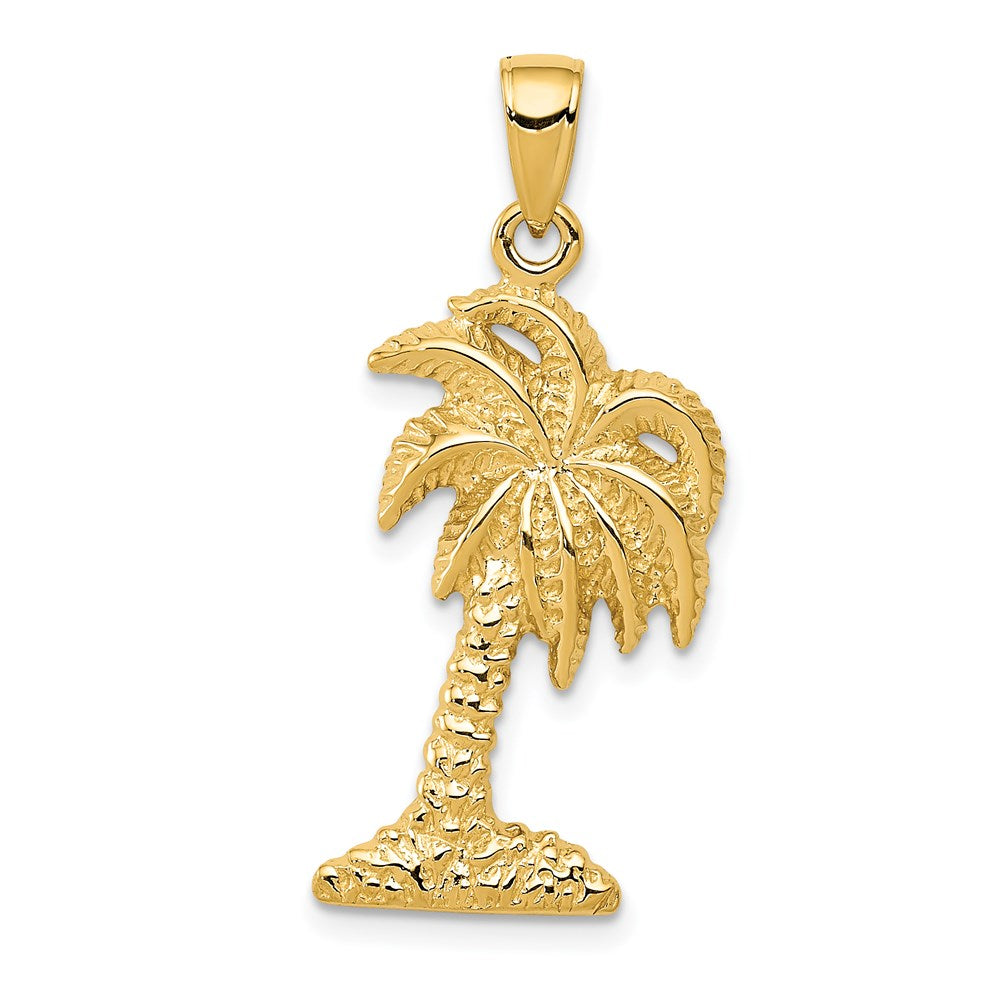 14k Palm Tree Pendant, 32 x 15 mm