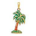 14k Enameled Palm Tree Pendant, 32.5 x 14 mm
